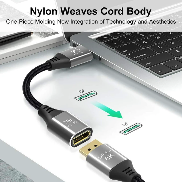 Alt view image 6 of 6 - xiwai DisplayPort 1.4 8K 60hz Extension Cable Male to Female Ultra-HD UHD 4K 144hz DP to DP Cable 7680 * 4320 for Video PC Laptop TV Model: DP-031-1.0M