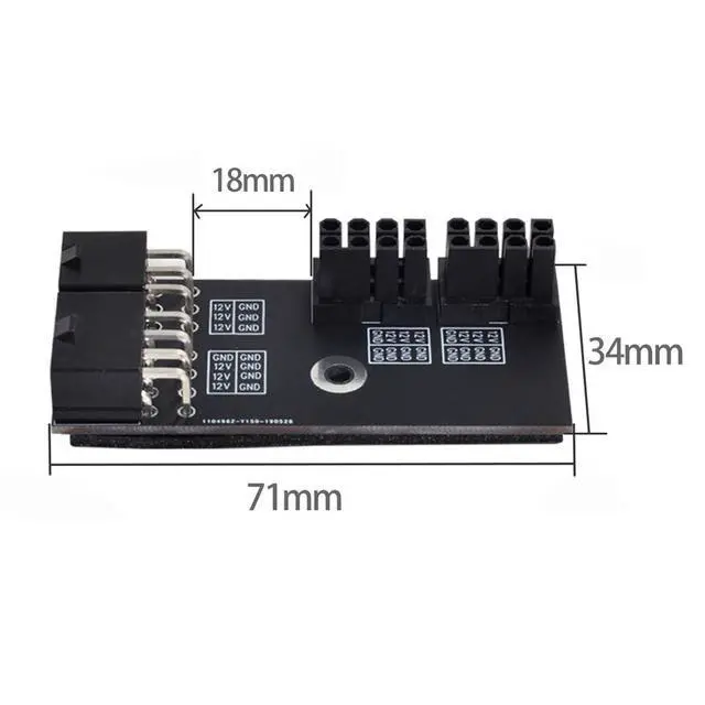 Alt view image 5 of 6 - Dual ATX 8Pin Female to 6+8pin Male 180 Degree Right Angled Power Adapter for NVIDIA 3080 3090 Graphics Card GPU