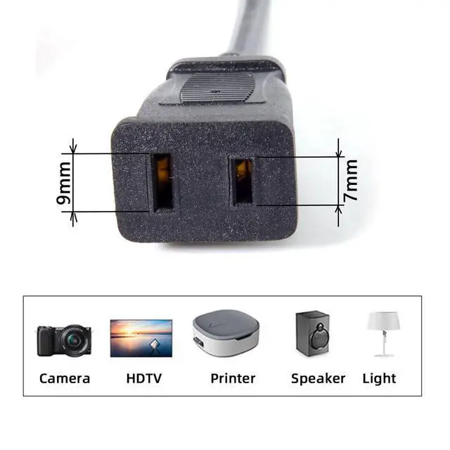 Alt view image 2 of 7 - Straight Connector USA Outlet Saver Power Extension Cord Cable 2-Prong 2 Outlets for NEMA 1-15P to NEMA 1-15R 50cm