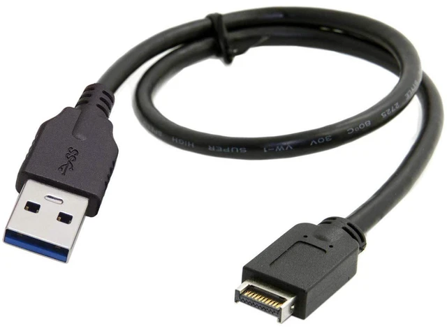 Alt view image 7 of 7 - JSER USB 3.1 Front Panel Header Type-E Host to USB 3.0 Type-A Male Target Extension Data Cable 50cm