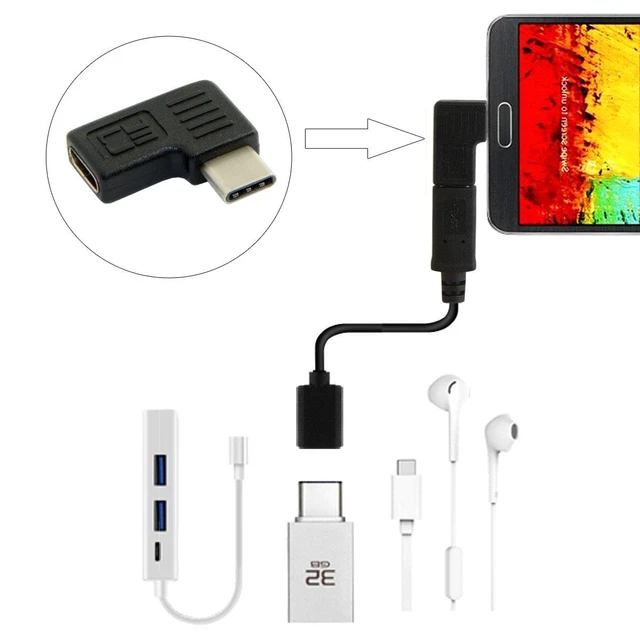 Alt view image 7 of 7 - JSER 90 Degree Right & Left Angled USB 3.1 Type-C Male to Female Extension Adapter for Laptop & Phone