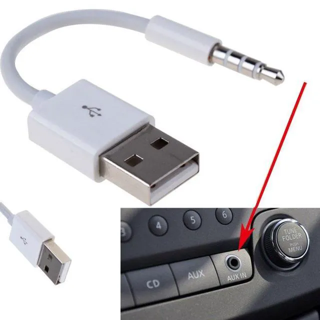 Alt view image 7 of 7 - JSER 2pcs/lot USB Type A Male to Aux 3.5mm Male Cable Audio Plug Connector Headphone Cables Compatible with Shuffle 3rd, 4th, 5th, 6th and 7th Generation