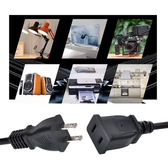 Alt view image 6 of 7 - Straight Connector USA Outlet Saver Power Extension Cord Cable 2-Prong 2 Outlets for NEMA 1-15P to NEMA 1-15R 50cm