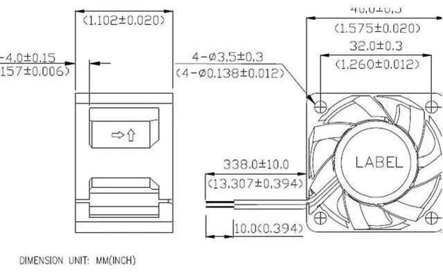 Alt view image 3 of 3 - for TOP motor 4028 DF1204BA-3 Dual balls bearing fan with 12V 0.25A 12V 0.25A 3 Wires 3Pins Connector