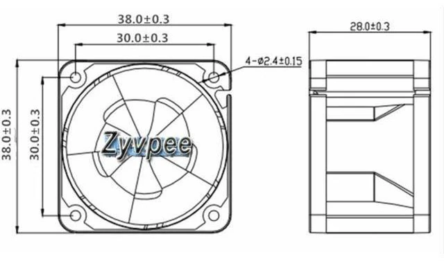 Alt view image 4 of 4 - for 38*28mm MGT3812ZB-W28 DC12v 1A Balls bearing 4 wires 4 pins violence fan