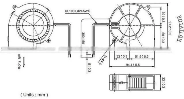 Alt view image 3 of 4 - for SUNON 9733 PMB1297PYB1-AY Dual Balls beairng DC Fan with 12V 0.7A 3 Wires 3Pins Connector