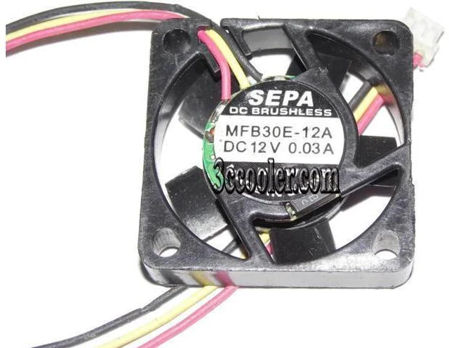 Main image of for SEPA 3CM 30*06mm MFB30E-12A 12V 0.03A 3 Wires 3 Pins micro fan for Raspberry Pi
