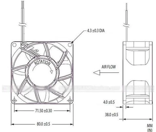 Alt view image 2 of 3 - for NIDEC 8CM V35072-35 Dual Balls bearing DC Fan with 12V 0.9A 4 Wires 4Pins connector