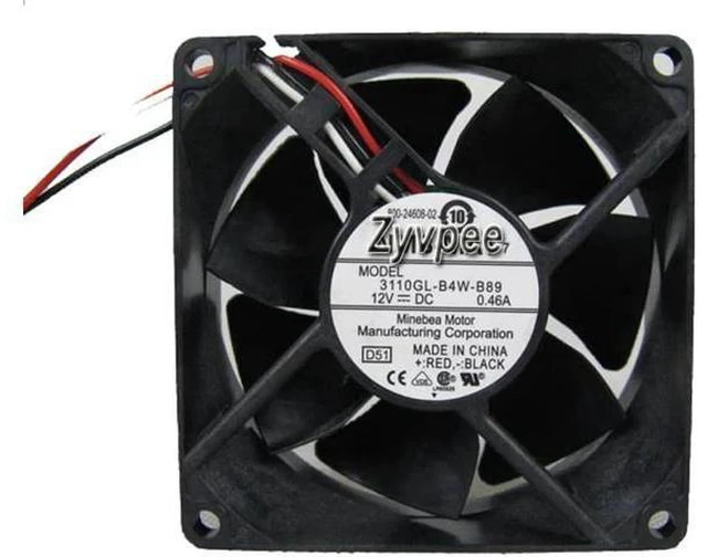 Main image of for 80MM 8025 800-24608-02 D51 DC12V 0.46A 3 Wires 3 Pins 8CM CPU Cooling