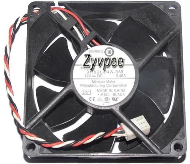 Alt view image 3 of 3 - for 80MM 8025 800-24608-02 D51 DC12V 0.46A 3 Wires 3 Pins 8CM CPU Cooling
