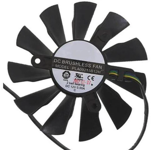Main image of Graphics Card Cooling Fans Suitable forMSI GTX 950 1060 R6 770 N550GTX Ti N640GT N650 N450 R7 250 360 R7750 R7770 Series Desktop PLA09215B12H 85mm 12V 0.55A 4Pin Video Card Cooler Fans GPU Fan