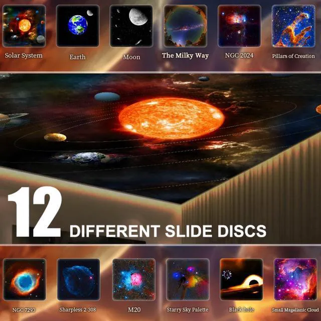 Alt view image 3 of 7 - HTLNUZD Rocket Astronaut Galaxy Projector Space Night Light and 12 Film Pieces Nebula Galaxy Projector Light 360° Rotation Magnetic Head for Bedroom, Gaming Room Decor Christmas Gift