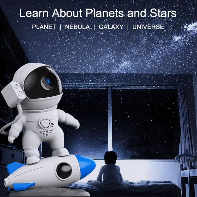 Alt view image 6 of 7 - HTLNUZD Rocket Astronaut Galaxy Projector Space Night Light and 12 Film Pieces Nebula Galaxy Projector Light 360° Rotation Magnetic Head for Bedroom, Gaming Room Decor Christmas Gift