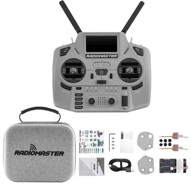 Alt view image 6 of 7 - Radiomaster GX12 Crush ELRS Radio Transmitter - 2.4G Dual 1W, Gemini Xrossband Mode2 (Grey+18650)