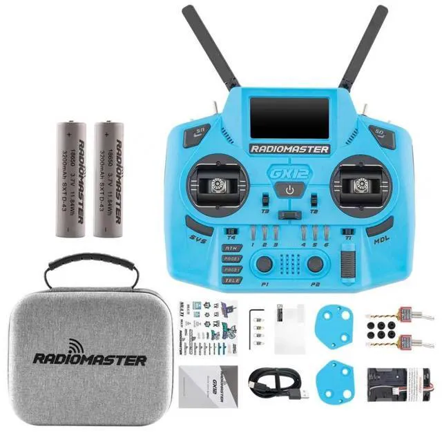 Alt view image 7 of 7 - HTLNUZD Radiomaster GX12 Crush ELRS Radio Transmitter - 2.4G Dual 1W, Gemini Xrossband Mode2 (Blue+18650)