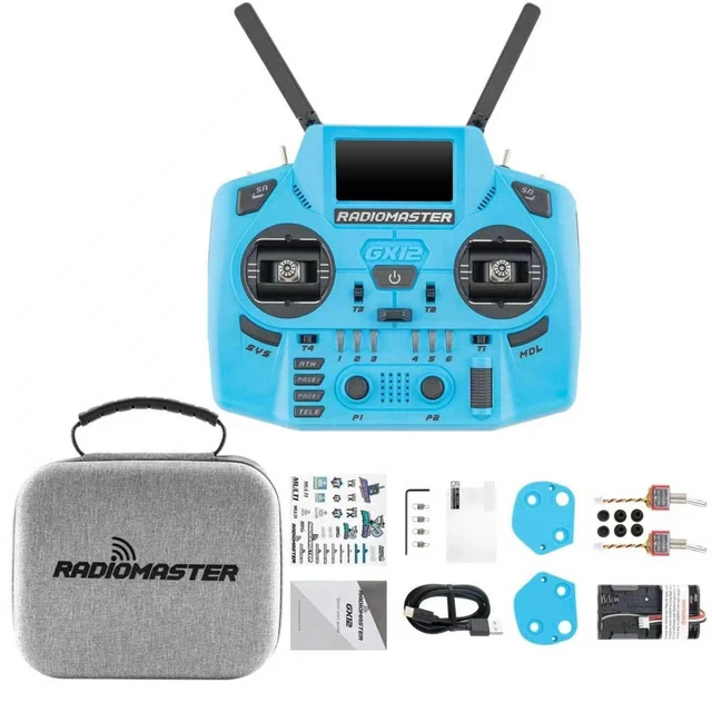 Alt view image 7 of 7 - HTLNUZD Radiomaster GX12 Crush ELRS Radio Transmitter - 2.4G Dual 1W, Gemini Xrossband Mode2 (Blue)