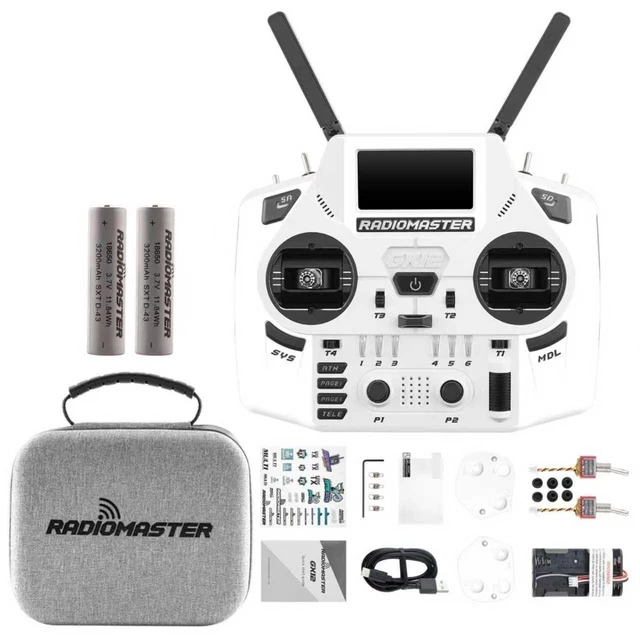 Alt view image 7 of 7 - HTLNUZD Radiomaster GX12 Crush ELRS Radio Transmitter - 2.4G Dual 1W, Gemini Xrossband Mode2 (White+18650)