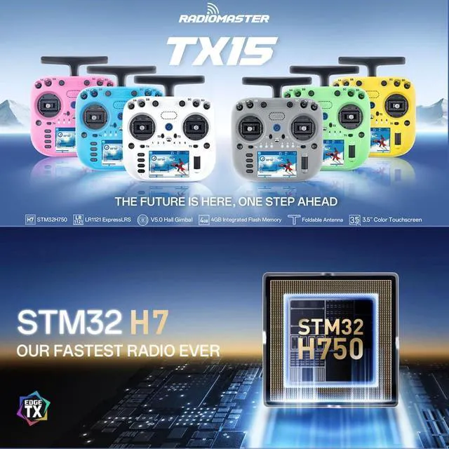 Alt view image 2 of 7 - HTLNUZD RadioMaster TX15 V5.0 16CH ELRS RC Transmitter - 3.5" IPS Touchscreen, Hall Gimbals, LR1121, Gyro, Mic, OpenTX/EdgeTX for FPV Mode 2 (Pink-TX15)