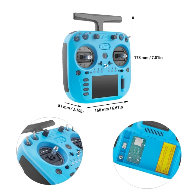 Alt view image 5 of 7 - RadioMaster TX15 V5.0 16CH ELRS RC Transmitter - 3.5" IPS Touchscreen, Hall Gimbals, LR1121, Gyro, Mic, OpenTX/EdgeTX for FPV Mode 2 (Blue-TX15)