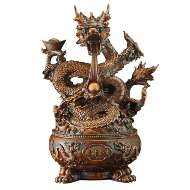 Alt view image 6 of 7 - HTLNUZD Chinese Feng Shui Gathering Wealth Golden Dragon Inviting Wealth Ornaments Room Office Desktop Decorations Sculptures Good Lucky Gifts