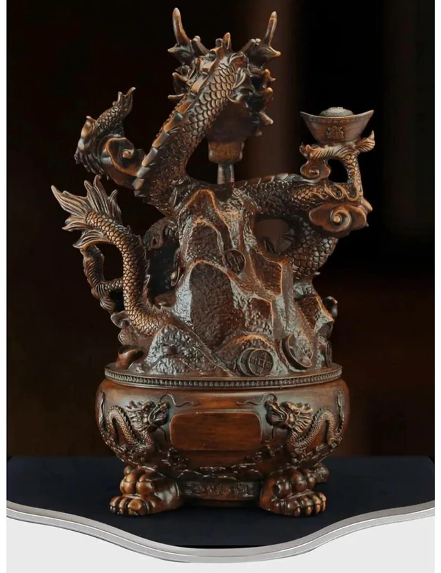 Alt view image 7 of 7 - HTLNUZD Chinese Feng Shui Gathering Wealth Golden Dragon Inviting Wealth Ornaments Room Office Desktop Decorations Sculptures Good Lucky Gifts
