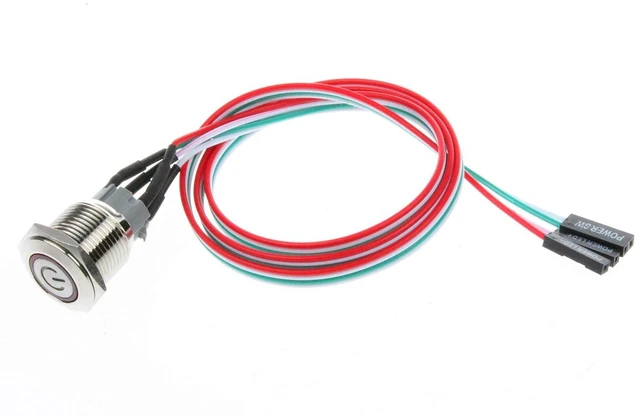 Alt view image 5 of 6 - 16mm Chassis Switch Metal Button Switch with 22inchs Extension Cable Red Yellow Blue Green ATX Supply On/Off Suitable for Computer DIY Switch (16mm, Blue Symbol)