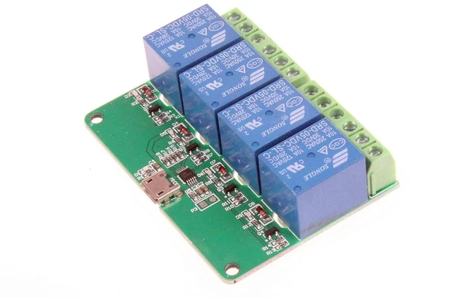 Alt view image 3 of 7 - 4-Channel Micro-USB HID Drive-Free USB Computer Control Switch Relay Module