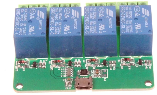 Alt view image 2 of 7 - 4-Channel Micro-USB HID Drive-Free USB Computer Control Switch Relay Module