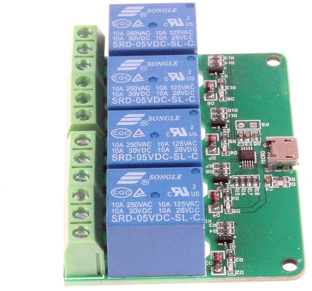 Alt view image 7 of 7 - 4-Channel Micro-USB HID Drive-Free USB Computer Control Switch Relay Module