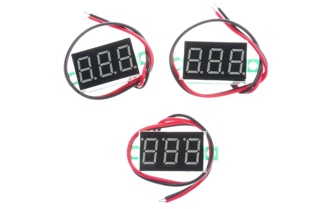 Alt view image 3 of 5 - 0.36 inches LED Ultra-Small 4.50-30V DC Digital Voltmeter 2-Wire Battery Voltage Tester Red Blue Green Three Colors Display (Pack of 3) (Red)