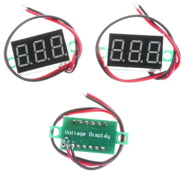 Alt view image 4 of 5 - 0.36 inches LED Ultra-Small 4.50-30V DC Digital Voltmeter 2-Wire Battery Voltage Tester Red Blue Green Three Colors Display (Pack of 3) (Red)