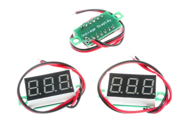 Alt view image 5 of 5 - 0.36 inches LED Ultra-Small 4.50-30V DC Digital Voltmeter 2-Wire Battery Voltage Tester Red Blue Green Three Colors Display (Pack of 3) (Red)