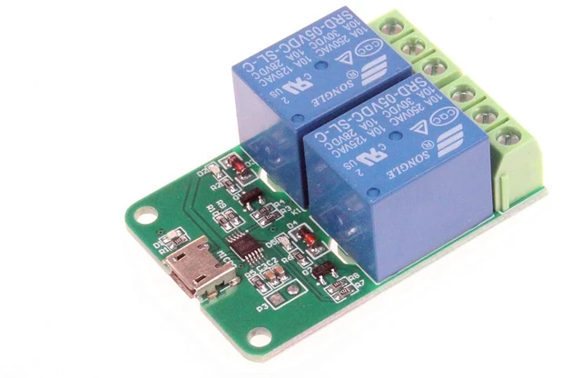 Alt view image 3 of 7 - HID Drive-Free USB Computer Control Switch Relay Module USB Smart Switch Control Plug and Play (2-Channel Micro-USB)