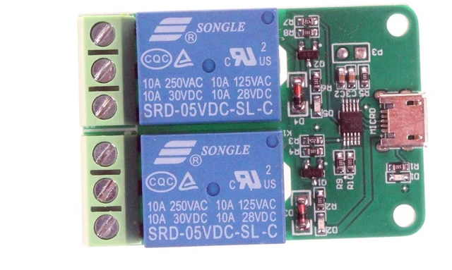 Alt view image 7 of 7 - HID Drive-Free USB Computer Control Switch Relay Module USB Smart Switch Control Plug and Play (2-Channel Micro-USB)
