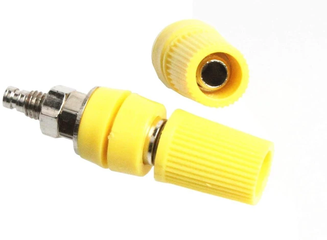 Alt view image 2 of 5 - M5 Pure Copper Terminal Binding Post High Current 40A 4mm Banana Plug Socket Red Green Yellow Black Four Colors (Pack of 2) (Yellow)