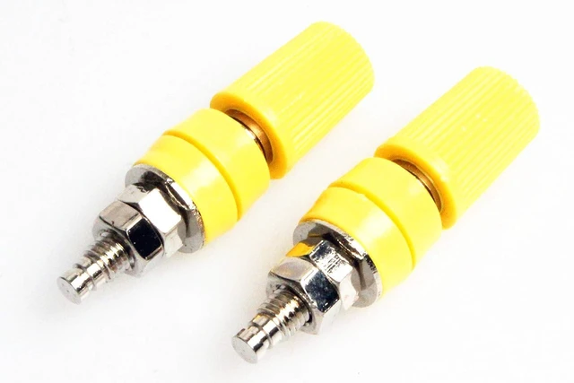 Alt view image 3 of 5 - M5 Pure Copper Terminal Binding Post High Current 40A 4mm Banana Plug Socket Red Green Yellow Black Four Colors (Pack of 2) (Yellow)