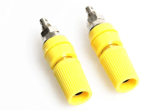 Alt view image 4 of 5 - M5 Pure Copper Terminal Binding Post High Current 40A 4mm Banana Plug Socket Red Green Yellow Black Four Colors (Pack of 2) (Yellow)