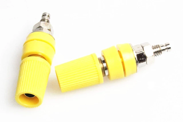 Alt view image 5 of 5 - M5 Pure Copper Terminal Binding Post High Current 40A 4mm Banana Plug Socket Red Green Yellow Black Four Colors (Pack of 2) (Yellow)