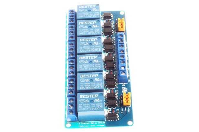 Alt view image 4 of 7 - 6-Channel Relay Module 5V 12V 24V High Low Level Trigger with Optocoupler Isolation Relay Load AC 250V 10A DC 30V 10A (DC 24V, Blue)