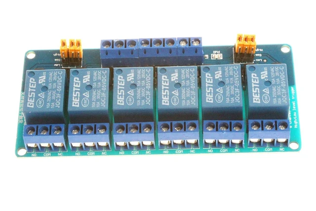 Alt view image 6 of 7 - 6-Channel Relay Module 5V 12V 24V High Low Level Trigger with Optocoupler Isolation Relay Load AC 250V 10A DC 30V 10A (DC 24V, Blue)