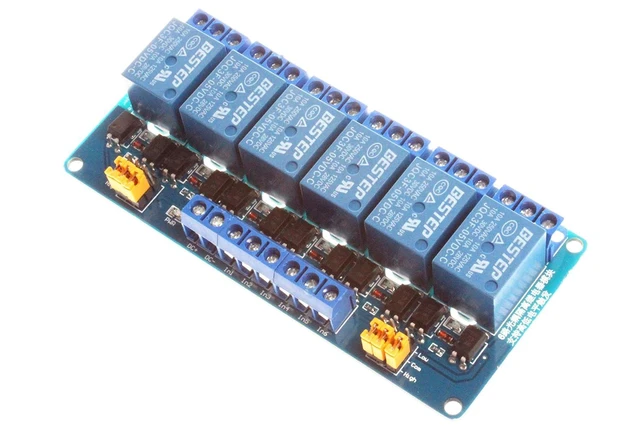 Alt view image 3 of 7 - 6-Channel Relay Module 5V 12V 24V High Low Level Trigger with Optocoupler Isolation Relay Load AC 250V 10A DC 30V 10A (DC 24V, Blue)