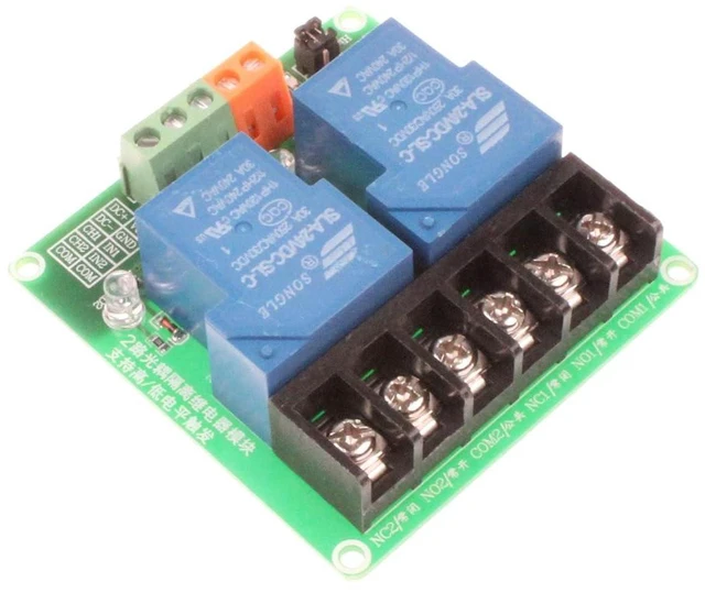 Alt view image 4 of 7 - 30A 2 Channel Relay Module High Low Level Trigger with Optocoupler Isolation Load DC 30V AC 250V 30A for PLC Automation Equipment Control Industrial Control (2 Channel 24V)