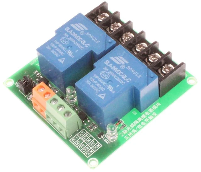 Alt view image 3 of 7 - 30A 2 Channel Relay Module High Low Level Trigger with Optocoupler Isolation Load DC 30V AC 250V 30A for PLC Automation Equipment Control Industrial Control (2 Channel 24V)