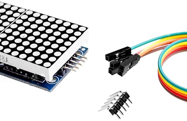 Alt view image 2 of 7 - MAX7219 Dot Matrix Module 4 in 1 Display Module Blue Red Green Three Colors with 5Pin Wire - Upgrade (Blue)