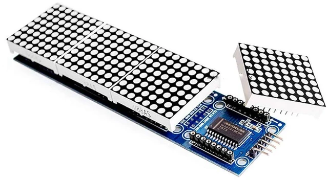 Alt view image 6 of 7 - MAX7219 Dot Matrix Module 4 in 1 Display Module Blue Red Green Three Colors with 5Pin Wire - Upgrade (Blue)