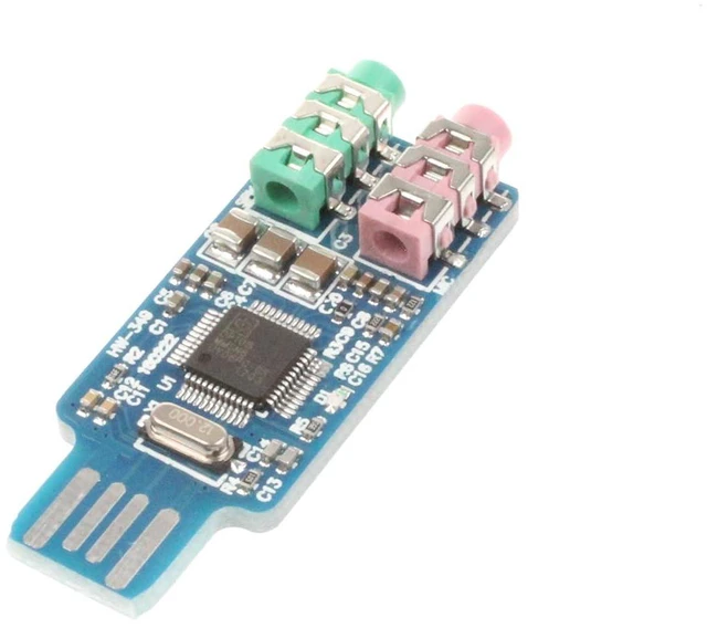 Alt view image 2 of 6 - CM108 USB Sound Card Chip Drive-Free Computer External Sound Card Module