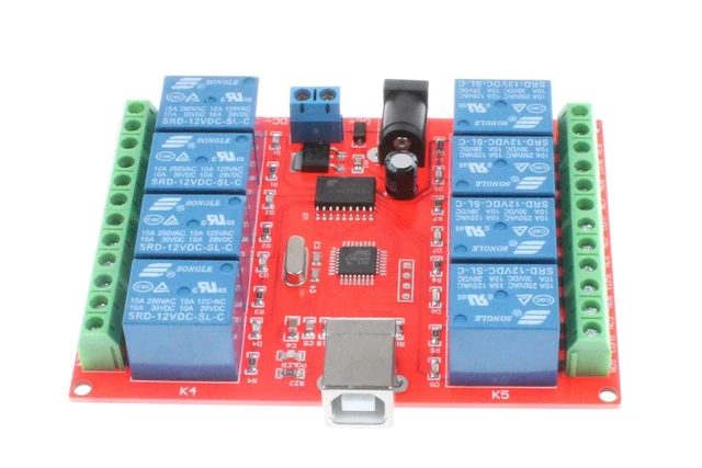 Alt view image 2 of 6 - 8-Channel 12V Computer USB Control Switch Relay Module Drive-Free Relay Module Plug and Play Suitable for PC Smart Controller