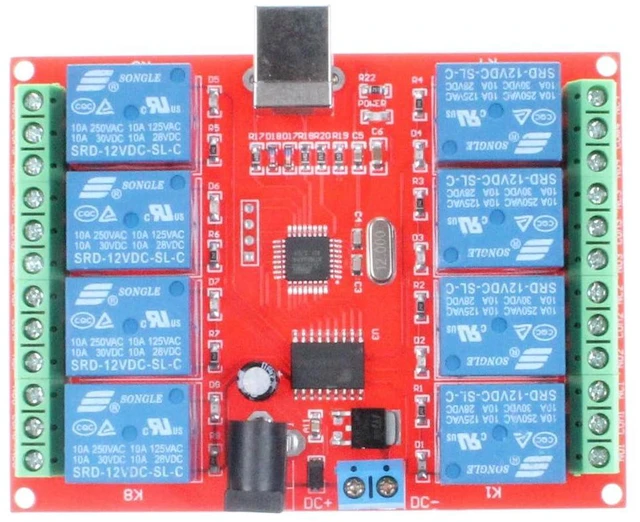 Alt view image 6 of 6 - 8-Channel 12V Computer USB Control Switch Relay Module Drive-Free Relay Module Plug and Play Suitable for PC Smart Controller