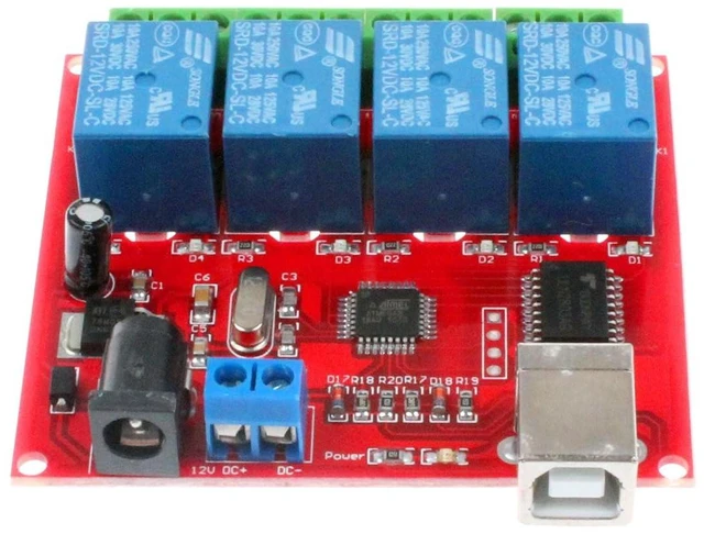 Alt view image 2 of 7 - 4-Channel 12V Computer USB Control Switch Relay Module Drive-Free Relay Module Plug and Play Suitable for PC Smart Controller