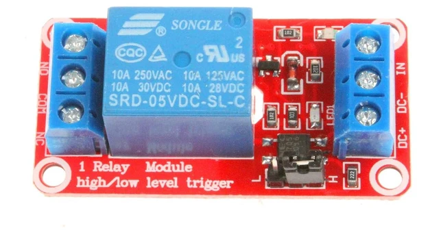 Alt view image 2 of 6 - 1 Channel Relay Module with Isolated Optocoupler 5V 12V 24V High Low Level Trigger Module Triggered (Pack of 3) (5V, Red)